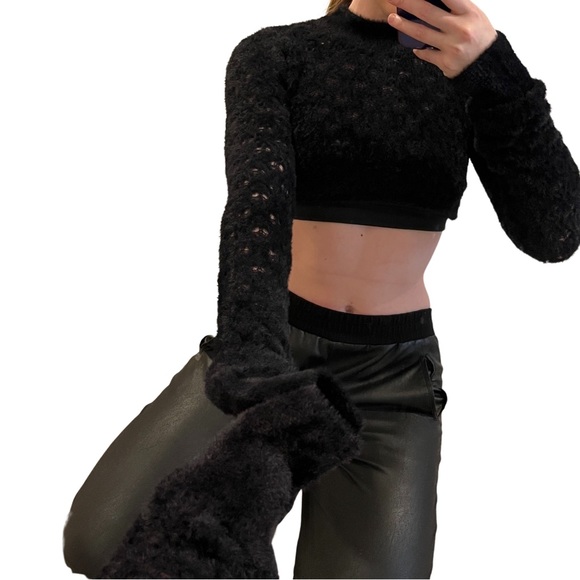 For Love And Lemons Black Cropped Sweater - Picture 7 of 8